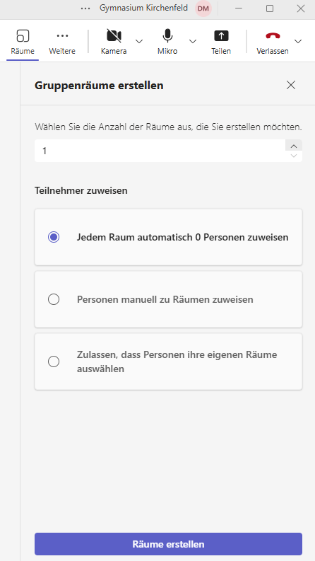 Gruppenräume erstellen